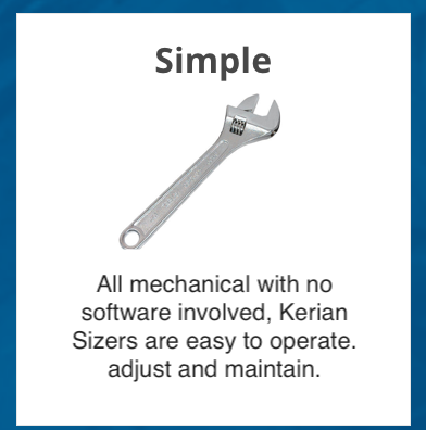 silver adjustable wrench shown with description of ease of operation of the Speed Sizer
